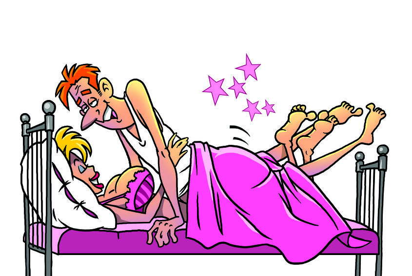caricatura de una pareja teneindo sexo placentero.